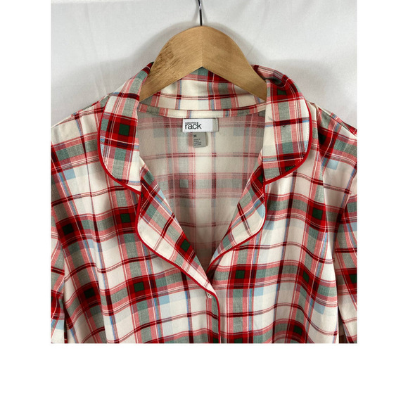 NWT Nordstrom Rack Plaid Button Down Pajama Top size medium - Picture 2 of 4